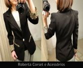 Blaser Preto Detalhes em Onça(Produto por Encomenda)