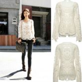 Camisa Bege Renda Guiper