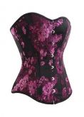 Corselet Preto Floral Lilás