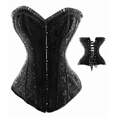 Corselet Preto Barbatanas de Aço